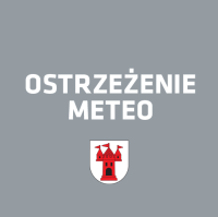 Grafika: ostrzeżenie meteo z herbem Mszczonów